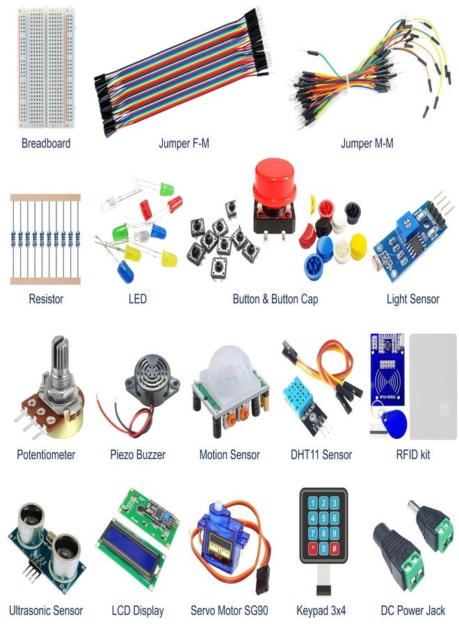 DIYables Basic Electronics Starter Kit for Arduino, ESP32, ESP8266, Raspberry Pi - Sensor and Component Kit for Beginners and DIY Projects (Boards Not Included) - Image 2